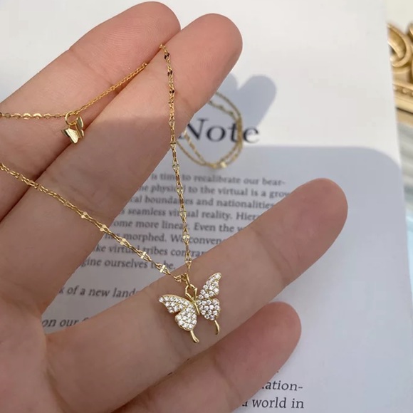 NEW 18K ROSE GOLD BUTTERFLY NECKLACE, NICE NECKLACE, CUTE NECKLACE - Picture 2 of 4